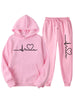 ECG Print Hoodie women and Men's Fleece Sweatshirt Set